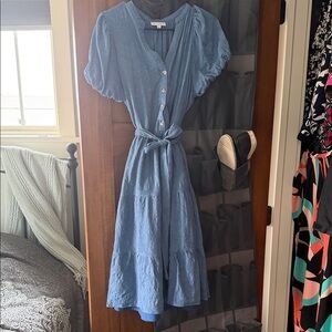 Baltic Born Sky Blue Midi Dress with Tie Waist